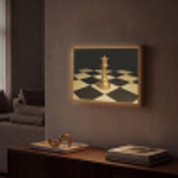 Koningin - Schaakstuk - Geblokt - Goud Light Box met batterij (Wandlamp) middel -sfeer1
