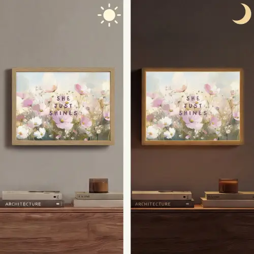 Quote - Bloemen - Schilderachtig Light Box met batterij (Wandlamp) middel -sfeer3