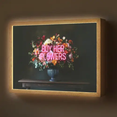 Quote - Bloemen - Vaas - Neon Light Box met batterij (Wandlamp) middel -z3d_website