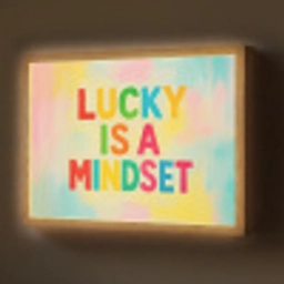 Quote - Lucky - Regenboogkleuren Light Box met batterij (Wandlamp) middel -z3d_website