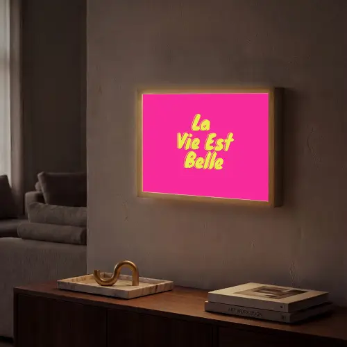 Quote - Retro - Roze Light Box met batterij (Wandlamp) middel -sfeer1