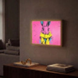 Konijn - Felroze - Sjaal - Abstract Light Box met batterij (Wandlamp) middel -sfeer1