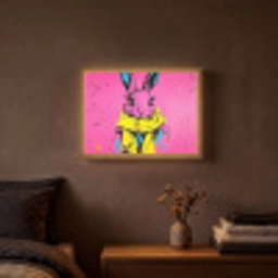 Konijn - Felroze - Sjaal - Abstract Light Box met batterij (Wandlamp) middel -sfeer4