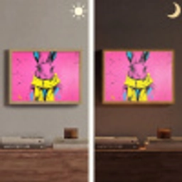 Konijn - Felroze - Sjaal - Abstract Light Box met batterij (Wandlamp) middel -sfeer3