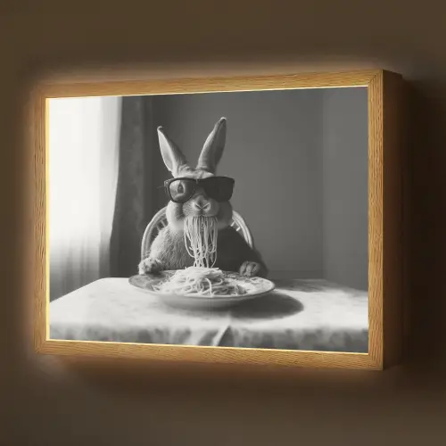 Konijn - Bunny - Zonnebril - Tafelkleed - Pasta - Schattig Light Box met batterij (Wandlamp) middel -z3d_website