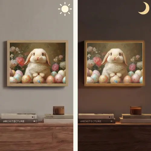 Konijn - Paaseieren - Stilleven Light Box met batterij (Wandlamp) middel -sfeer3
