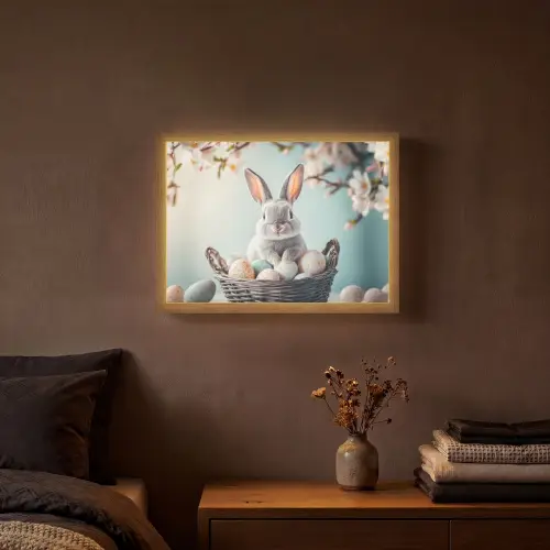 Konijn - Eieren - Mand Light Box met batterij (Wandlamp) middel -sfeer4