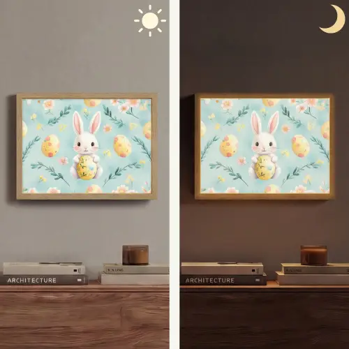Konijn - Eieren - Takjes Light Box met batterij (Wandlamp) middel -sfeer3