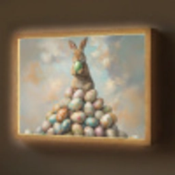 Konijn - Eieren - Kleurrijk Light Box met batterij (Wandlamp) middel -z3d_website