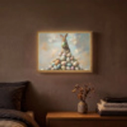 Konijn - Eieren - Kleurrijk Light Box met batterij (Wandlamp) middel -sfeer4