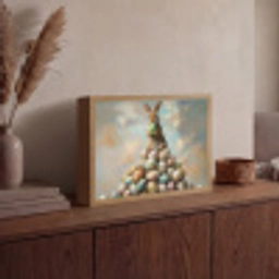 Konijn - Eieren - Kleurrijk Light Box met batterij (Wandlamp) middel -sfeer2