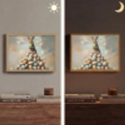 Konijn - Eieren - Kleurrijk Light Box met batterij (Wandlamp) middel -sfeer3