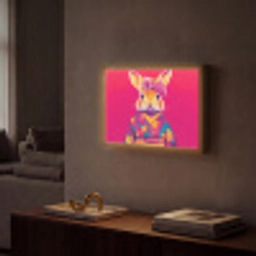 Konijn - Bloemen - Kleurrijk - Kimono Light Box met batterij (Wandlamp) middel -sfeer1