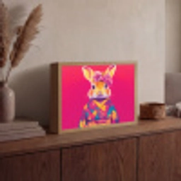 Konijn - Bloemen - Kleurrijk - Kimono Light Box met batterij (Wandlamp) middel -sfeer2