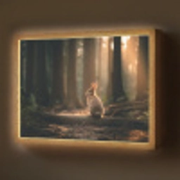 Konijn - Bos - Zonnestralen Light Box met batterij (Wandlamp) middel -z3d_website