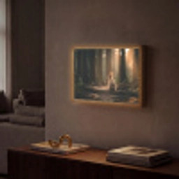 Konijn - Bos - Zonnestralen Light Box met batterij (Wandlamp) middel -sfeer1