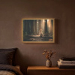 Konijn - Bos - Zonnestralen Light Box met batterij (Wandlamp) middel -sfeer4