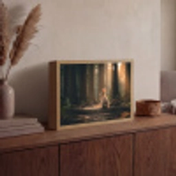 Konijn - Bos - Zonnestralen Light Box met batterij (Wandlamp) middel -sfeer2