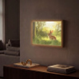 Konijn - Zonlicht - Bos Light Box met batterij (Wandlamp) middel -sfeer1