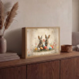 Konijnen - Bloemen - Eieren Light Box met batterij (Wandlamp) middel -sfeer2