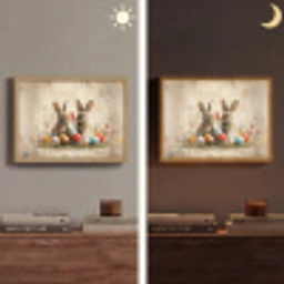 Konijnen - Bloemen - Eieren Light Box met batterij (Wandlamp) middel -sfeer3