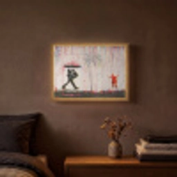 Regen - Graffiti - Man - Banksy Style Light Box met batterij (Wandlamp) middel -sfeer4