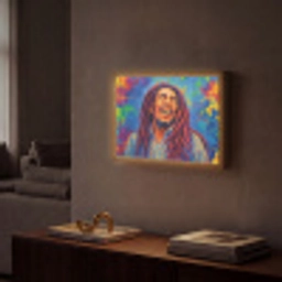 Regenboogkleuren - Man - schilderij Light Box met batterij (Wandlamp) middel -sfeer1