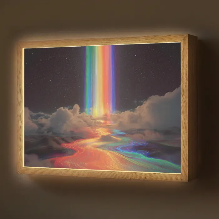 Regenboog - Verticaal - Sterrenhemel - Wolken Light Box met batterij (Wandlamp) middel -z3d_website