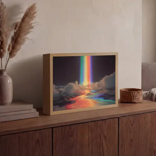 Regenboog - Verticaal - Sterrenhemel - Wolken Light Box met batterij (Wandlamp) middel -sfeer2