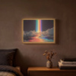 Regenboog - Verticaal - Sterrenhemel - Wolken Light Box met batterij (Wandlamp) middel -sfeer4