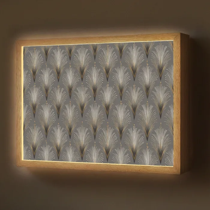 Waaierstralen - Goud - Antraciet Light Box met batterij (Wandlamp) middel 907 -z3d_website