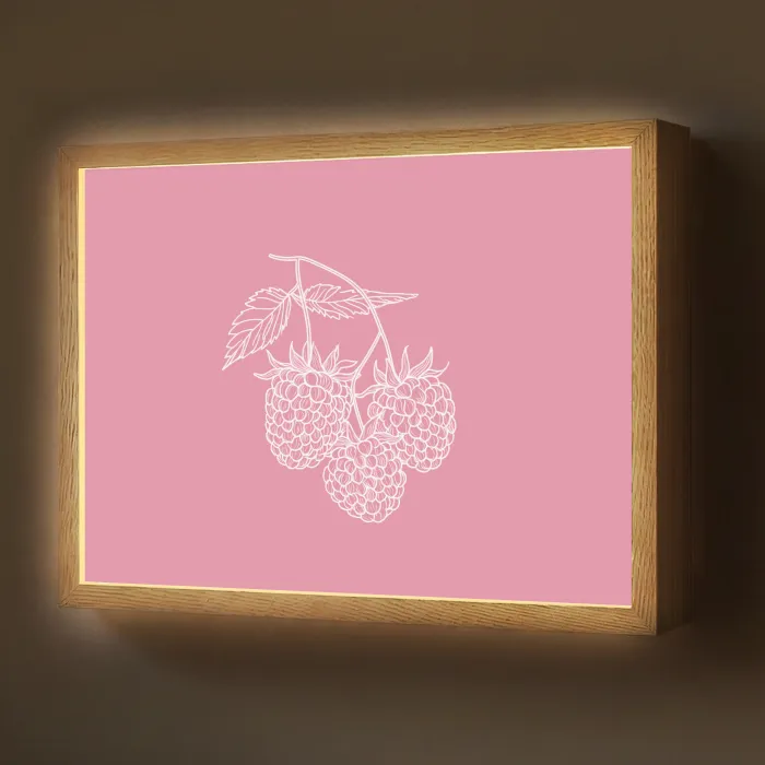 Frambozen - Steel - Getekend - Roze Light Box met batterij (Wandlamp) middel -z3d_website