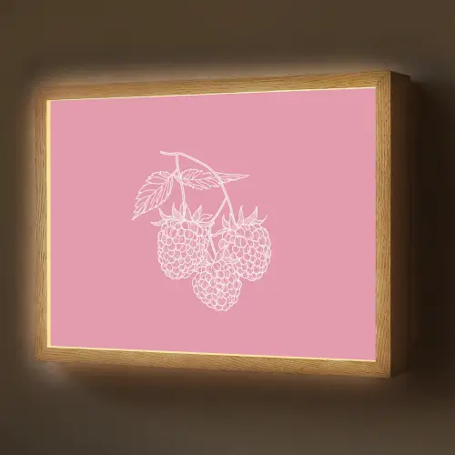 Frambozen - Steel - Getekend - Roze Light Box met batterij (Wandlamp) middel -z3d_website