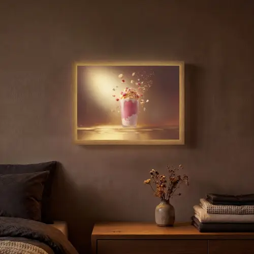 Framboos - Smoothie - Drinken - Roze Light Box met batterij (Wandlamp) middel -sfeer4