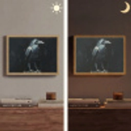 Raaf - Vogels - Zwart Light Box met batterij (Wandlamp) middel -sfeer3