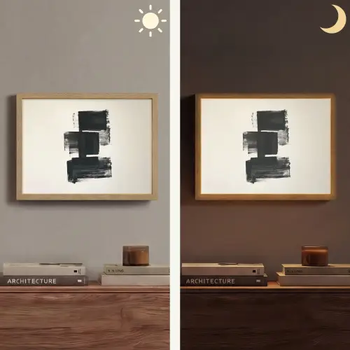 Rechthoeken - Penseelstreken - Abstract - Zwart Light Box met batterij (Wandlamp) middel -sfeer3