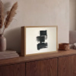 Rechthoeken - Penseelstreken - Abstract - Zwart Light Box met batterij (Wandlamp) middel -sfeer2