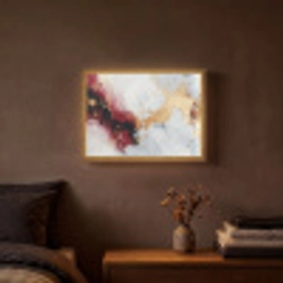 Rood - Abstract - Goud - Modern Light Box met batterij (Wandlamp) middel -sfeer4
