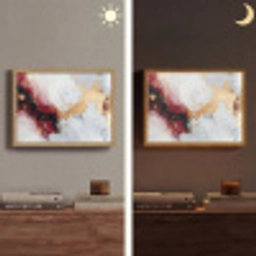 Rood - Abstract - Goud - Modern Light Box met batterij (Wandlamp) middel -sfeer3