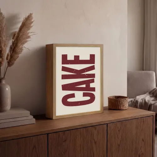 Red - Cake - Decoratie - Eten Light Box met batterij (Wandlamp) middel -sfeer2