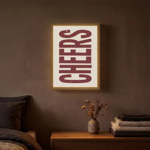 Red - Cheers - Decoratie - Beige Light Box met batterij (Wandlamp) middel -sfeer4