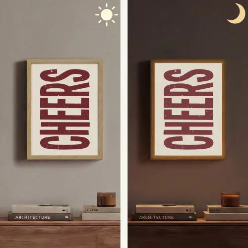 Red - Cheers - Decoratie - Beige Light Box met batterij (Wandlamp) middel -sfeer3