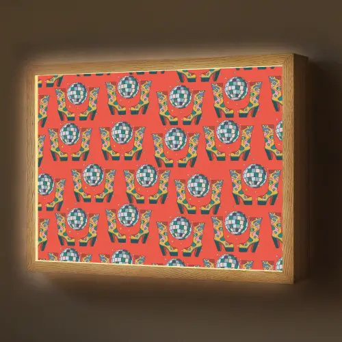 Rood - Disco - Patroon Light Box met batterij (Wandlamp) middel 907 -z3d_website