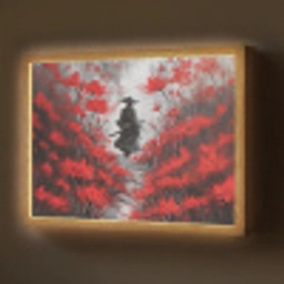 Rode bloemen - mistig - Man Light Box met batterij (Wandlamp) middel -z3d_website
