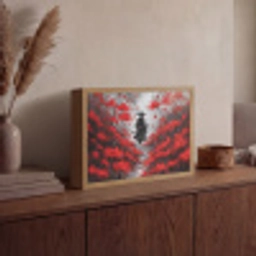 Rode bloemen - mistig - Man Light Box met batterij (Wandlamp) middel -sfeer2