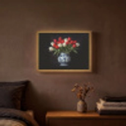 Rode - Bloemen - Tulpen - Vaas Light Box met batterij (Wandlamp) middel -sfeer4