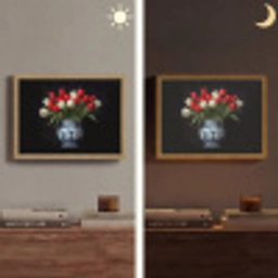 Rode - Bloemen - Tulpen - Vaas Light Box met batterij (Wandlamp) middel -sfeer3