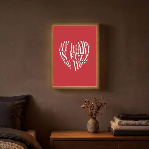 Rood - Hart- Tekst - Valentijn Light Box met batterij (Wandlamp) middel -sfeer4