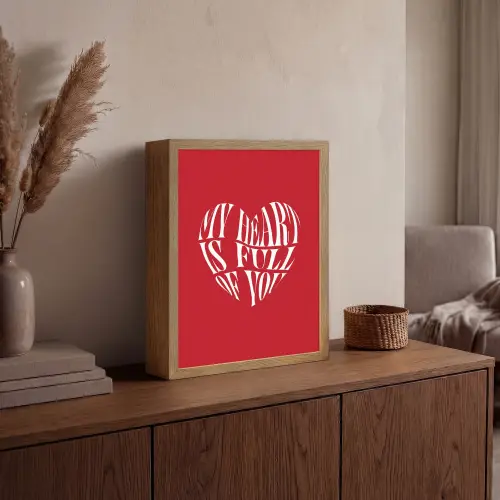 Rood - Hart- Tekst - Valentijn Light Box met batterij (Wandlamp) middel -sfeer2