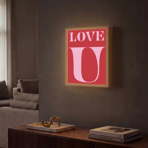 Rood - Love - Valentijn - Roze Light Box met batterij (Wandlamp) middel -sfeer1